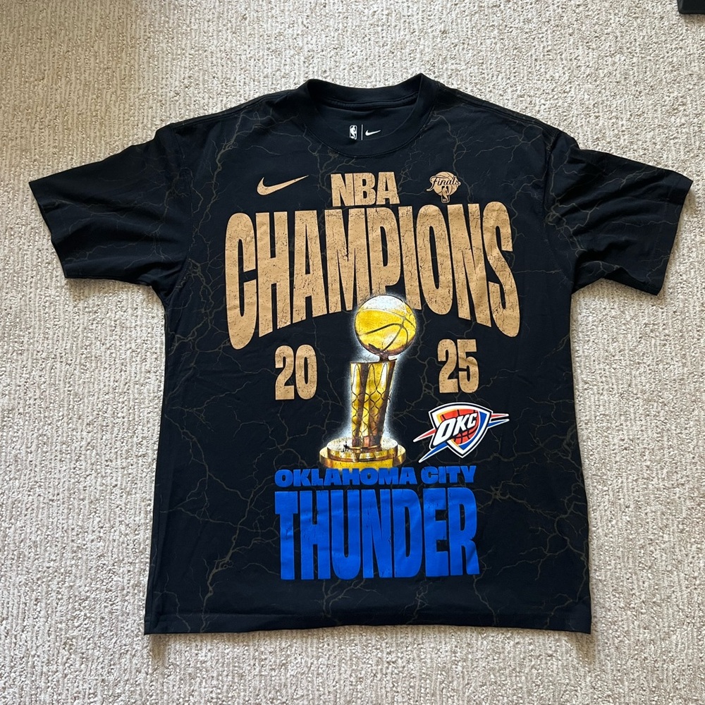 Nike Black NBA Champions 2025 Oklahoma City Thunder Graphic Tee
